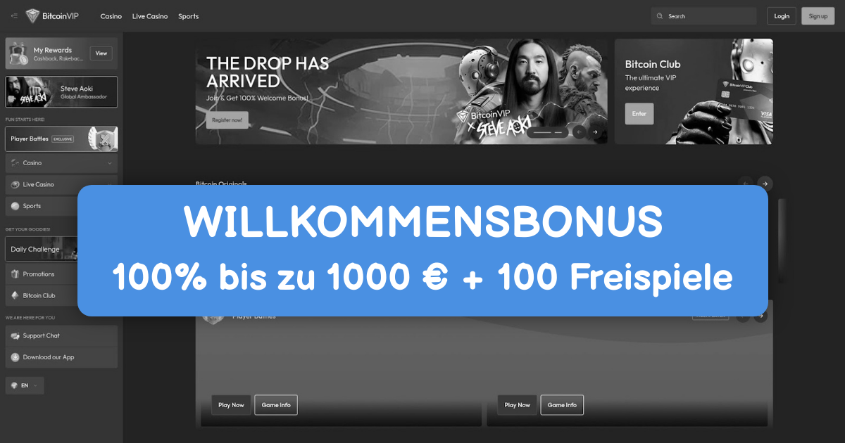 BitcoinVIP Casino welcome bonus